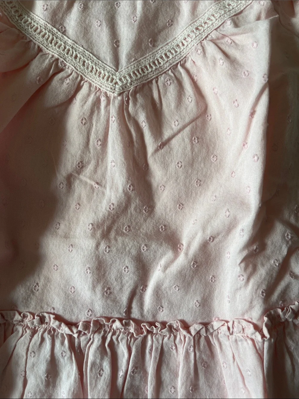 GAP Pink Eyelet Ruffle-Sleeve Dress